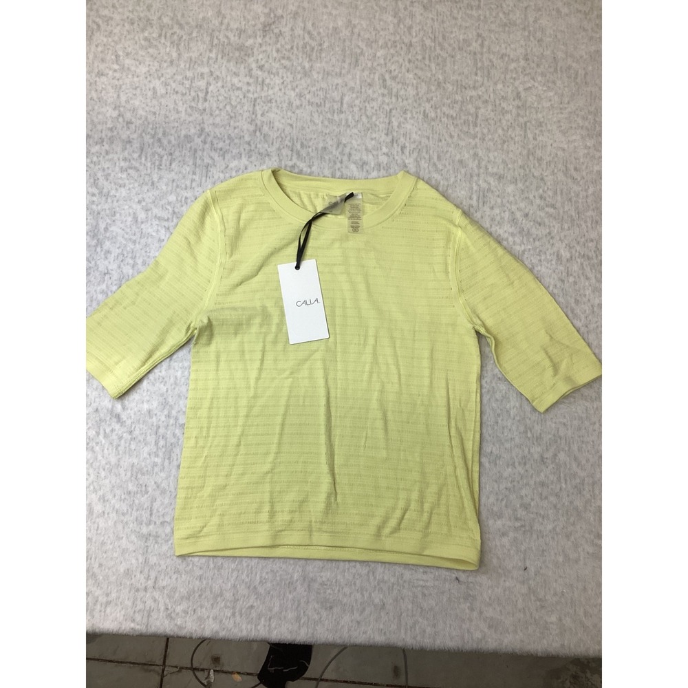CALIA Women XL Seamless Crop Tee Fresh Hay Yellow WAX15125 Activewear Top